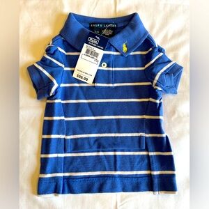 Polo Dog Shirt, for the well dressed pet. Size S / M  Blue with white stripes